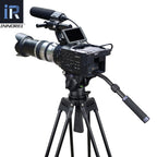 This video tripod is made of 5 high quality aluminum alloy  the max load is 12kg max height is 185cm suitable for most DSLR cameras  camcorder  DV video slider
