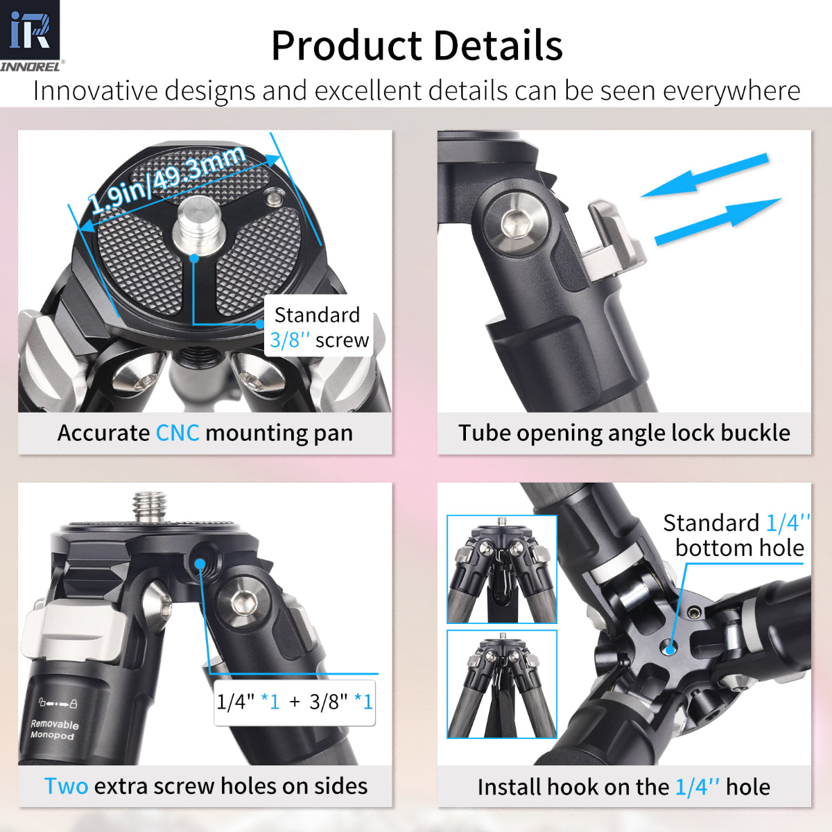 Carbon Fiber Fast Flip Buckle Tripod INNOREL KT254CF