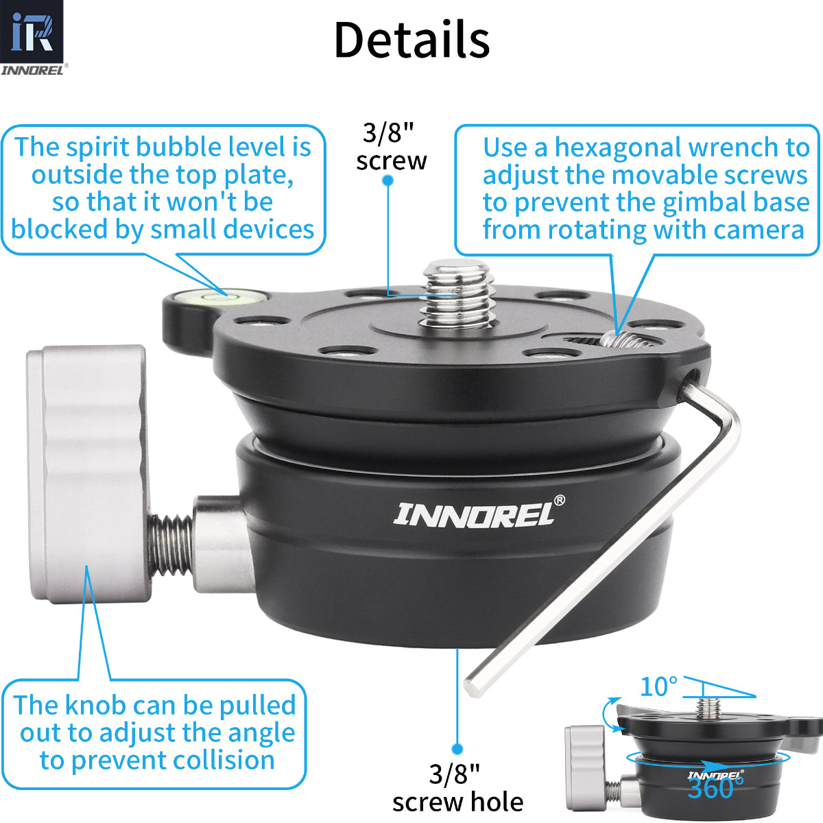INNOREL Univeral Tripod Leveling Base LB50