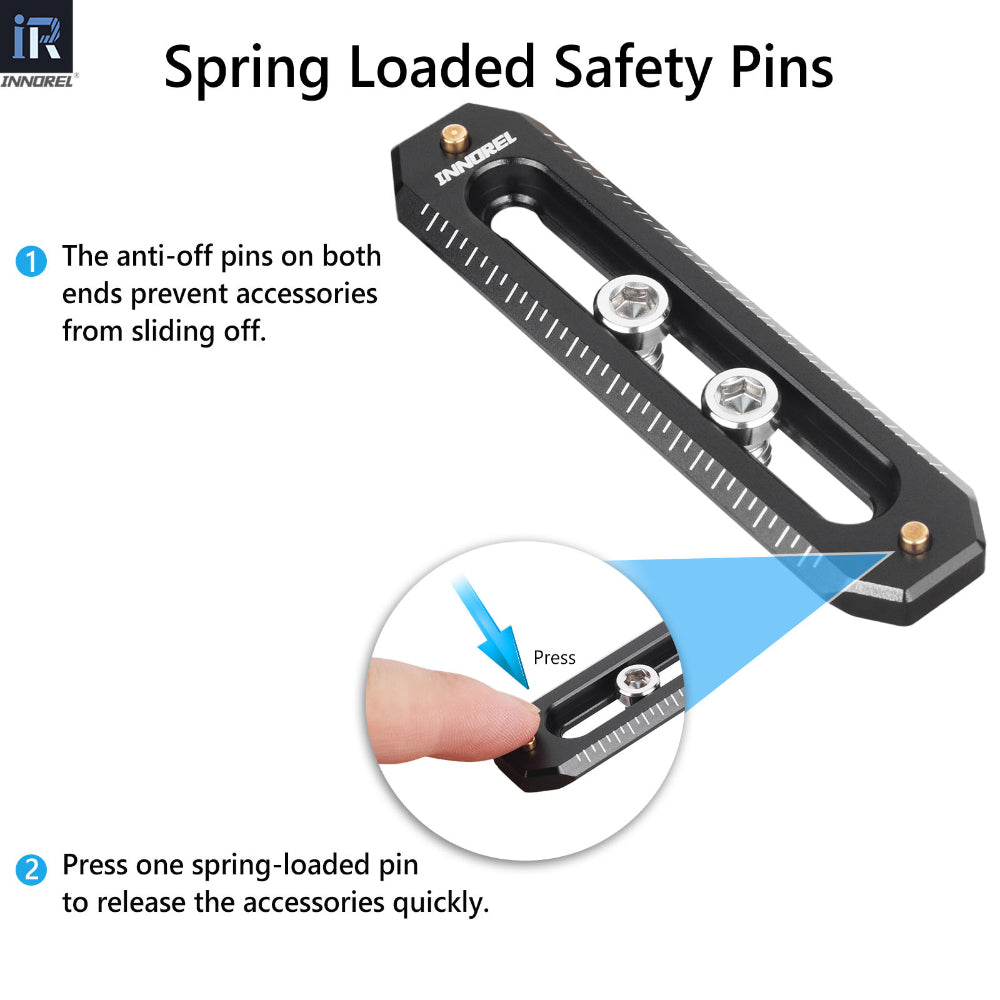 INNOREL NR468 press one spring-loaded pin to release the accessories quickly