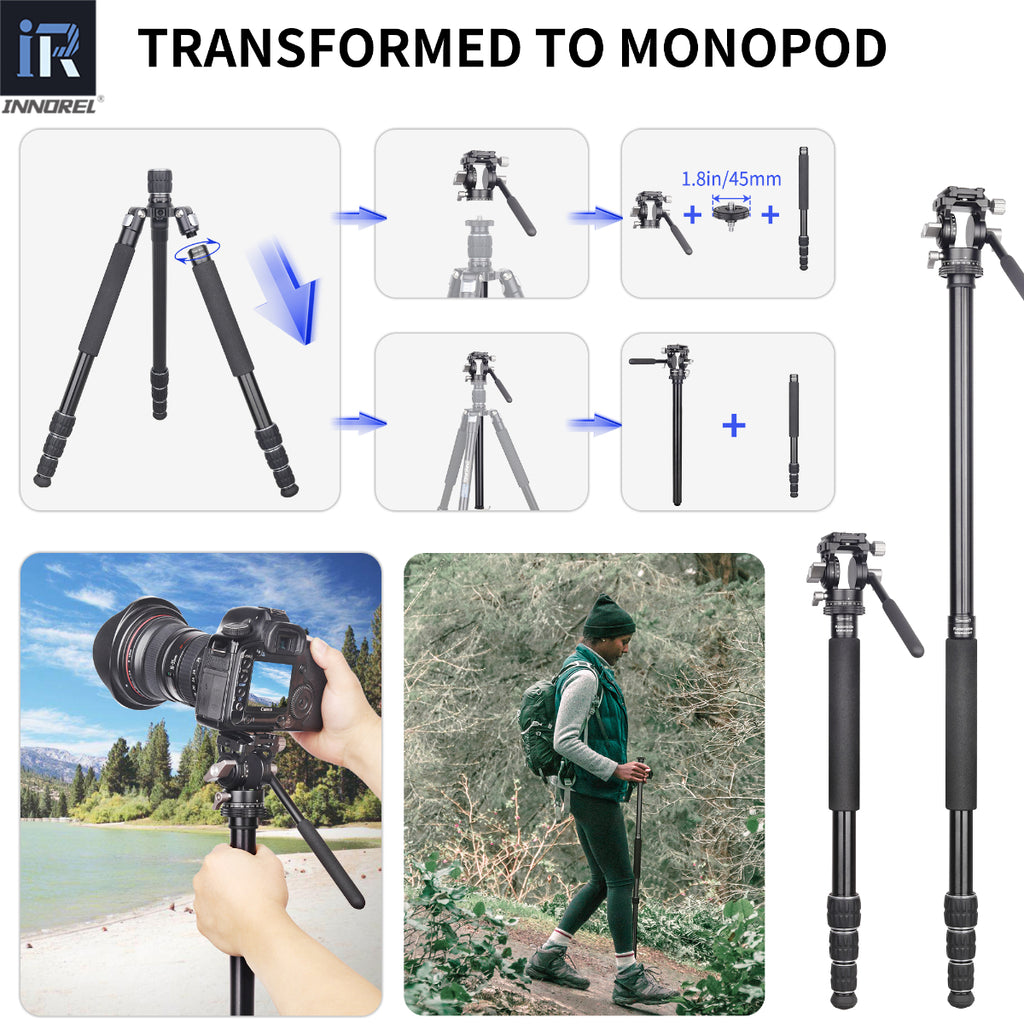 RT45A can transform to monopod, can be used as a hiking stick