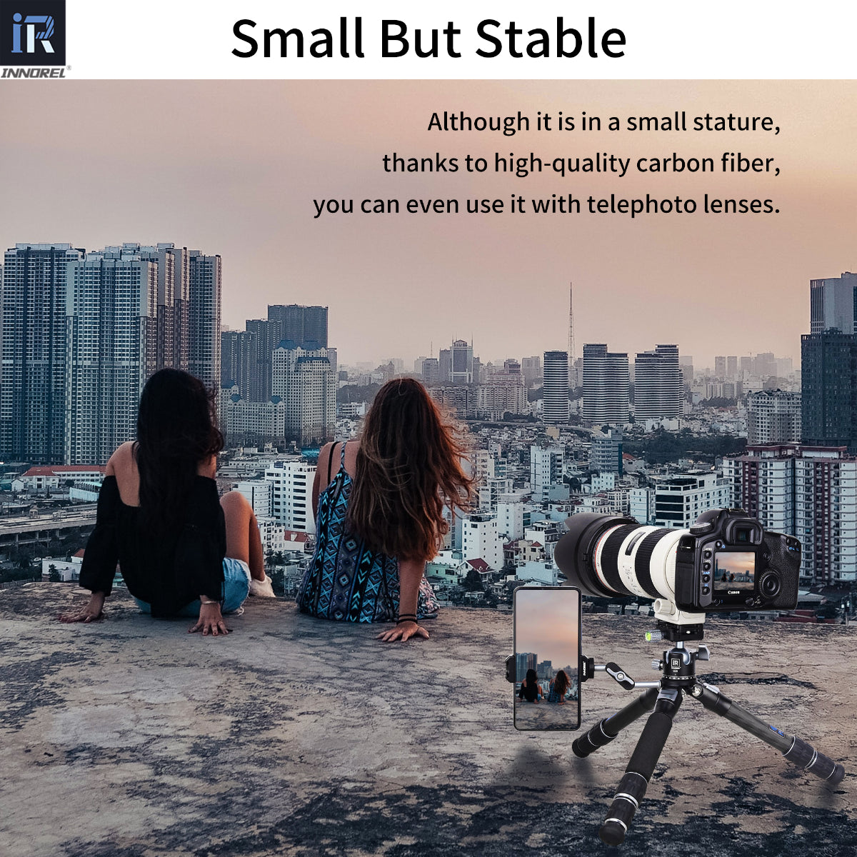 INNROEL CT223C  high-quality carbon fiber desktop mini tripod small stature but stable for telephoto lenses camera vlog
