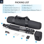 INNOREL GT324C tripod package contents tripod N44 ballhead quick release plate tripod bag allen key short mid-column