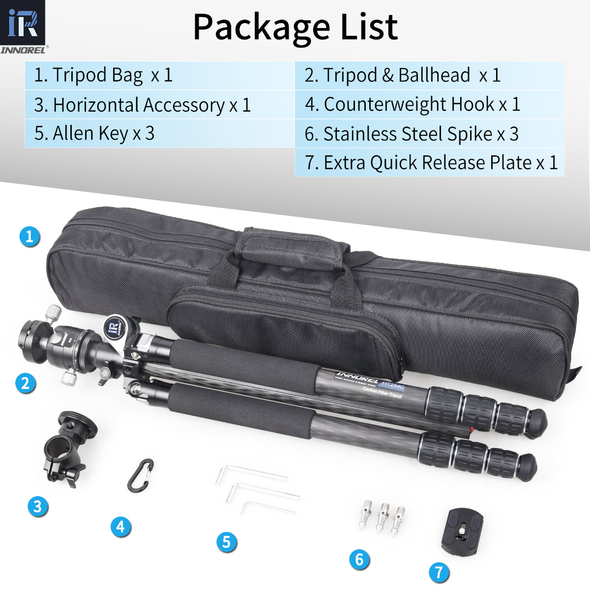 Camera Horizontal Carbon Fiber Tripod INNOREL HT284C