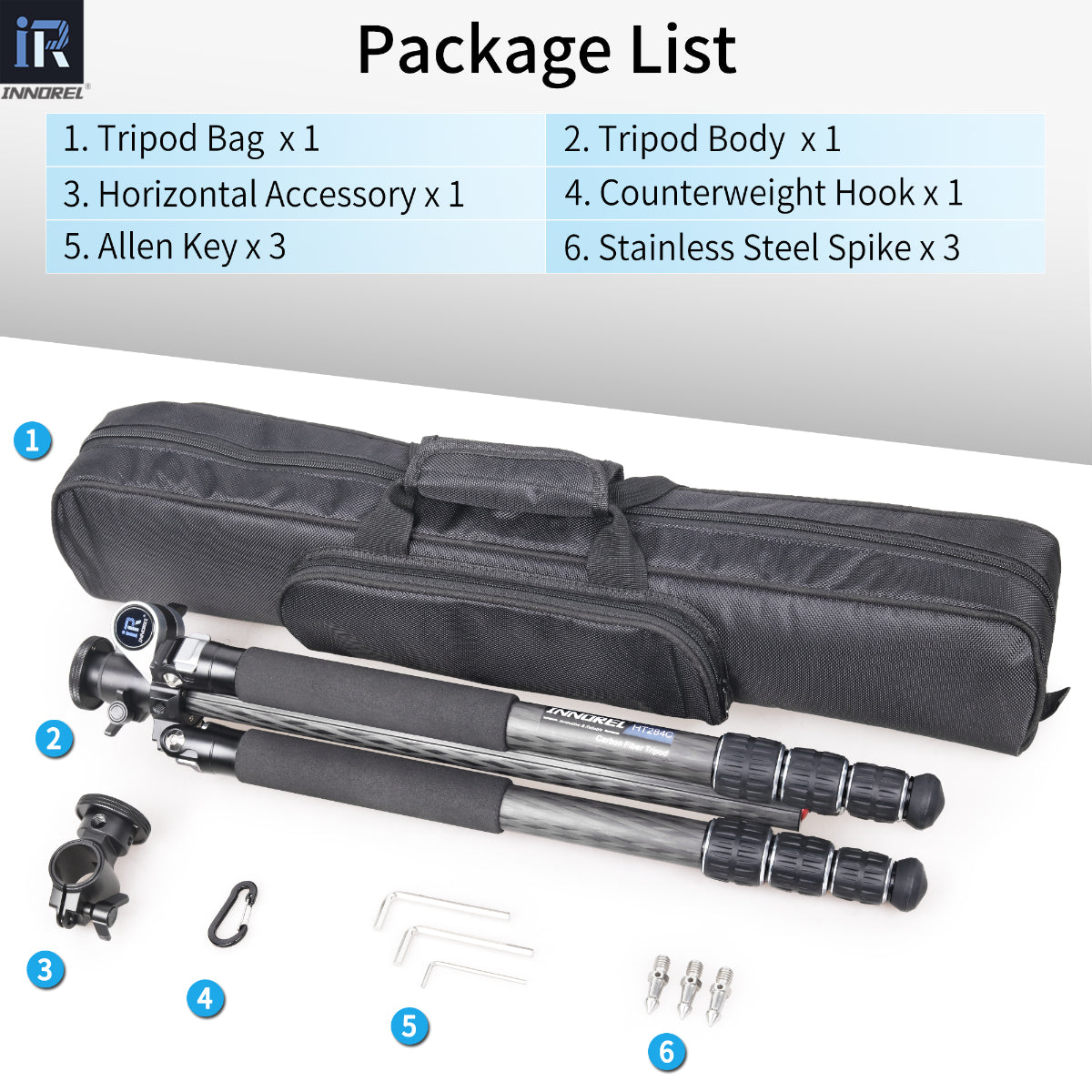 Camera Horizontal Carbon Fiber Tripod INNOREL HT284C