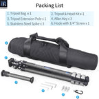 INNOREL KT254CF tripod package contents tripod D36 ballhead quick release plate tripod bag allen key 