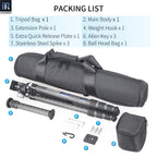 INNOREL KT284C tripod package contents tripod N36 ballhead quick release plate tripod bag allen key weight hook