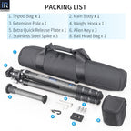 INNOREL KT324C tripod package contents tripod N44 ballhead quick release plate tripod bag allen key weight hook