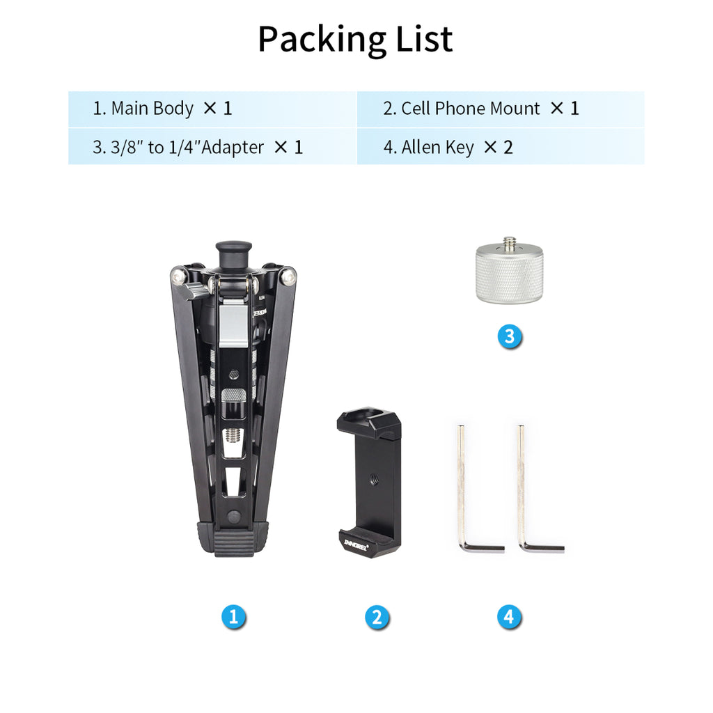 INNOREL PW70 tripod package contents tripod  allen key weight cell phone mount