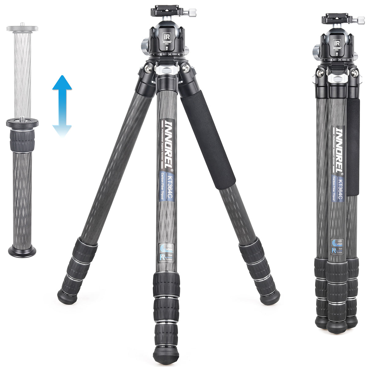 INNOREL KT364C carbon fiber camera tripod 36mm big tube with N52 ball head