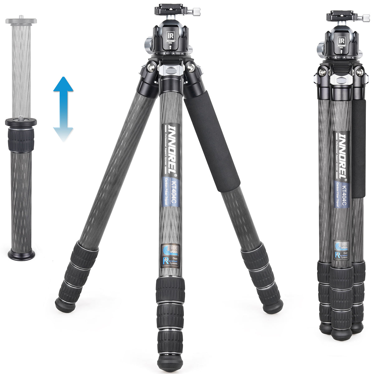 INNOREL KT404C carbon fiber camera tripod 40mm big tube with N52 ball head