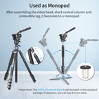 MT70 tripod can be converted into a monopod