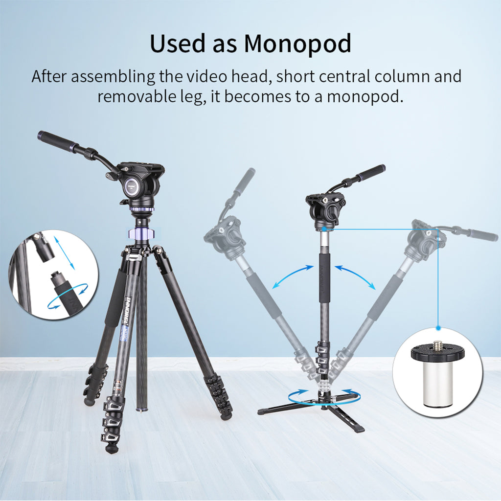 MT70C tripod can be converted into a monopod