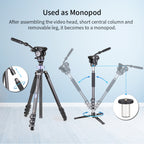 MT70C tripod can be converted into a monopod