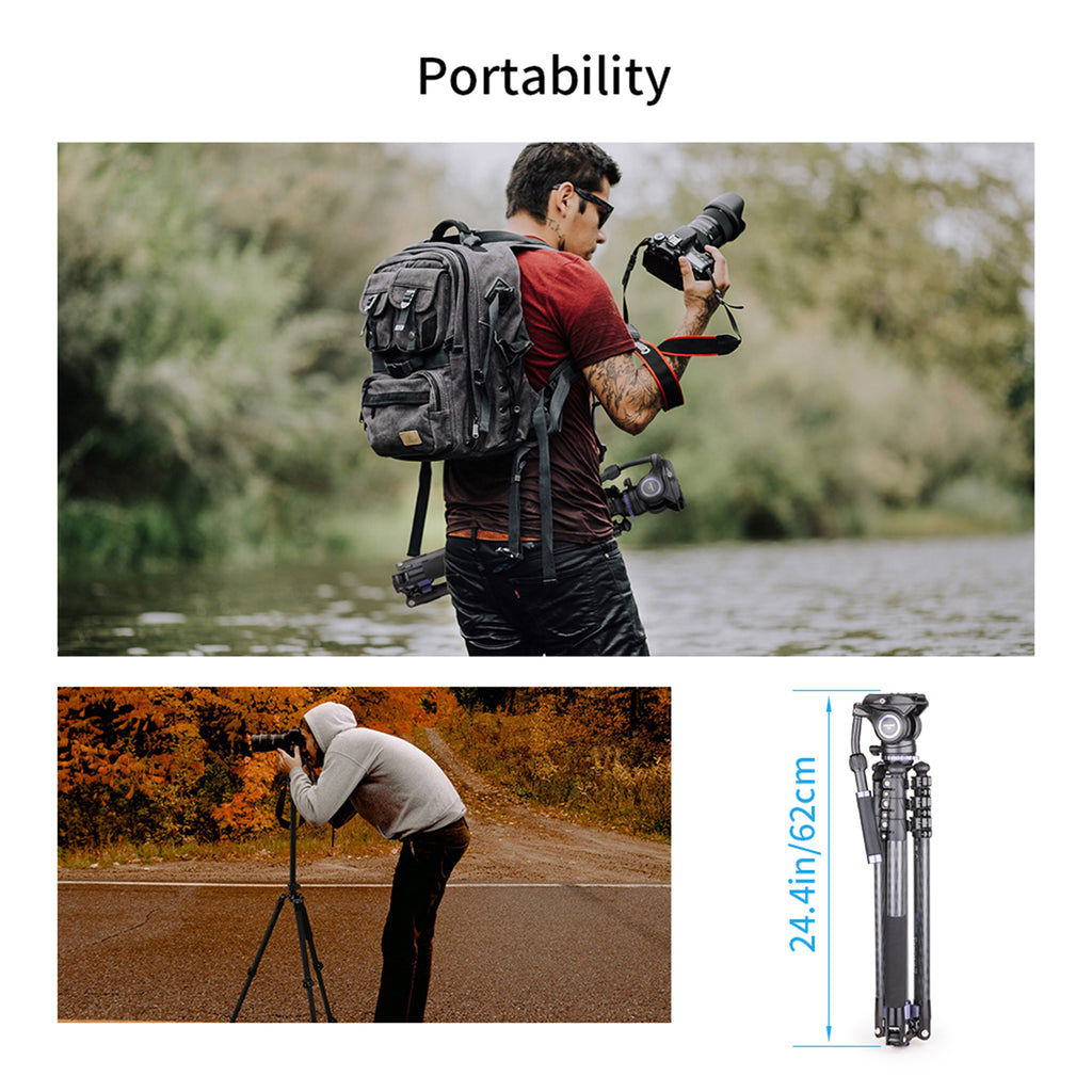 MT70C tripod&monopod and F60 fluid head folding length 62cm