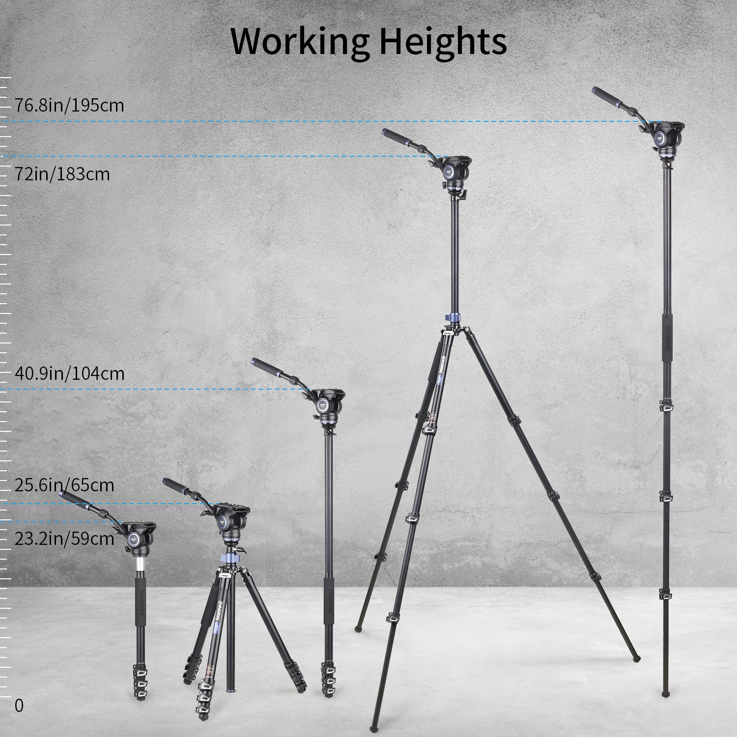 MT70 tripod&monopod and F60 fluid head working height up to 183cm 195cm