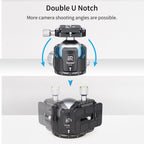 INNOREL N52 ballhead featuring double U-notch cutouts allowing vertical shots without restriction