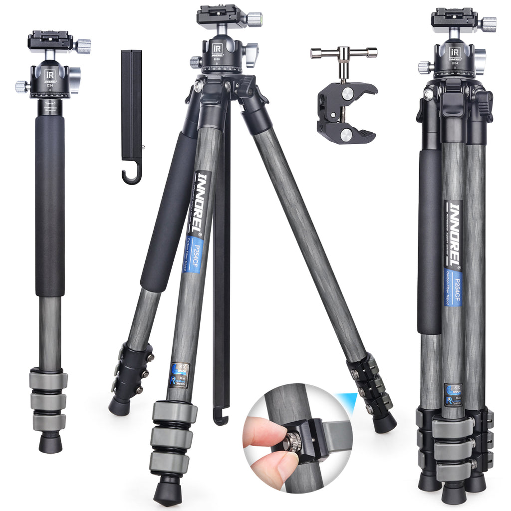 P254CF camera tripod with D34 ballhead for DSLR and video cameras