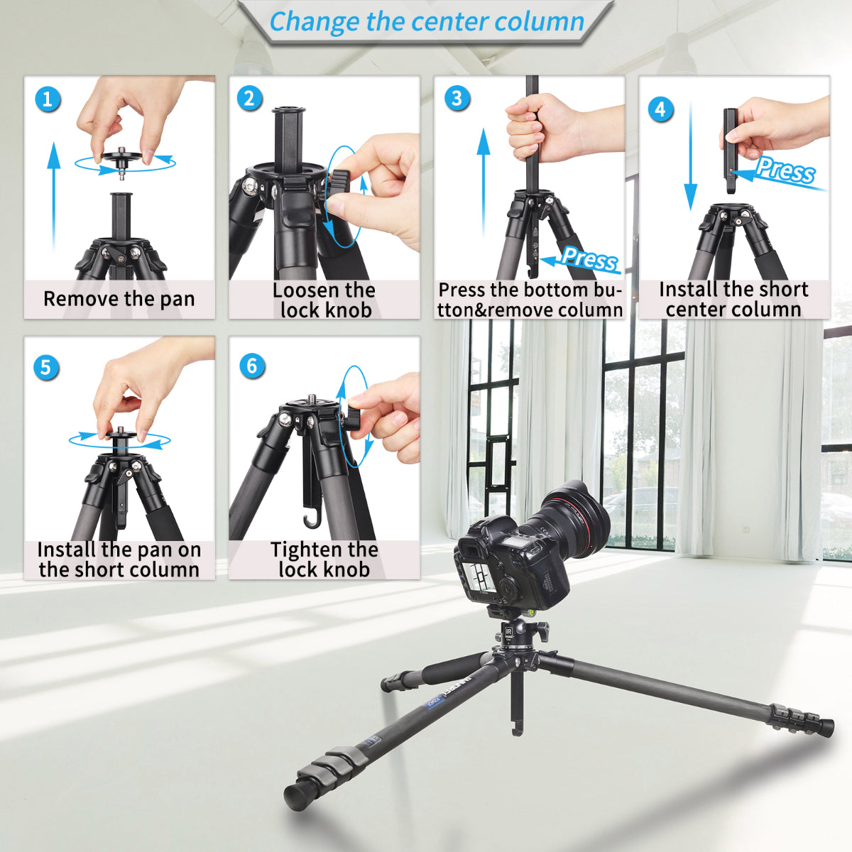 2-in-1 Carbon Fiber Travel Tripod INNOREL P254CF