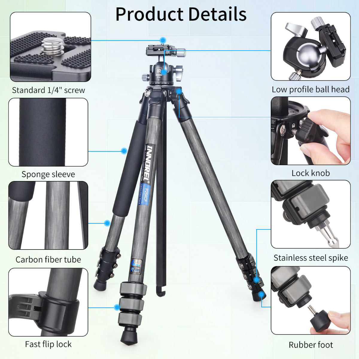 2-in-1 Carbon Fiber Travel Tripod INNOREL P254CF