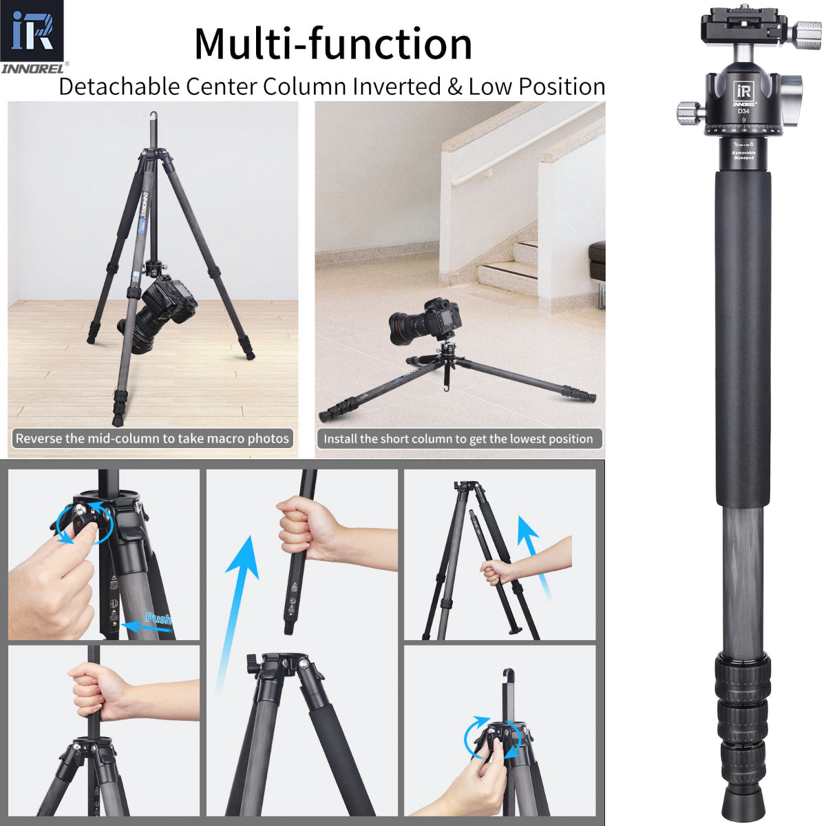 INNOREL P254C multifunctional detachable center column Inverted & Low Position