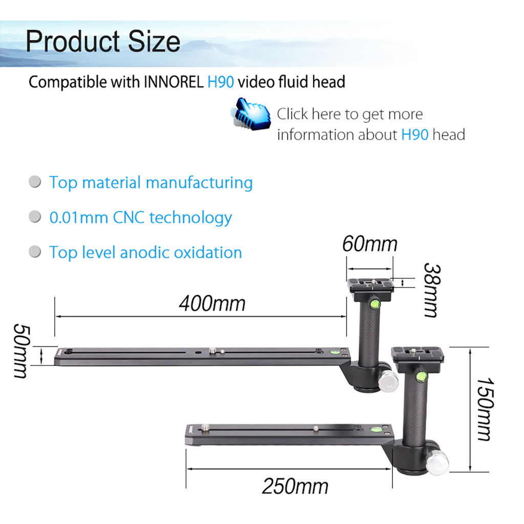 INNOREL LBK250M/LBK400M Telephoto Long-Focus Lens Bracket Clamping Pillar Camera Support Holder Nodal Slide Plate For Hydraulic Manfrotto Tripod Head
