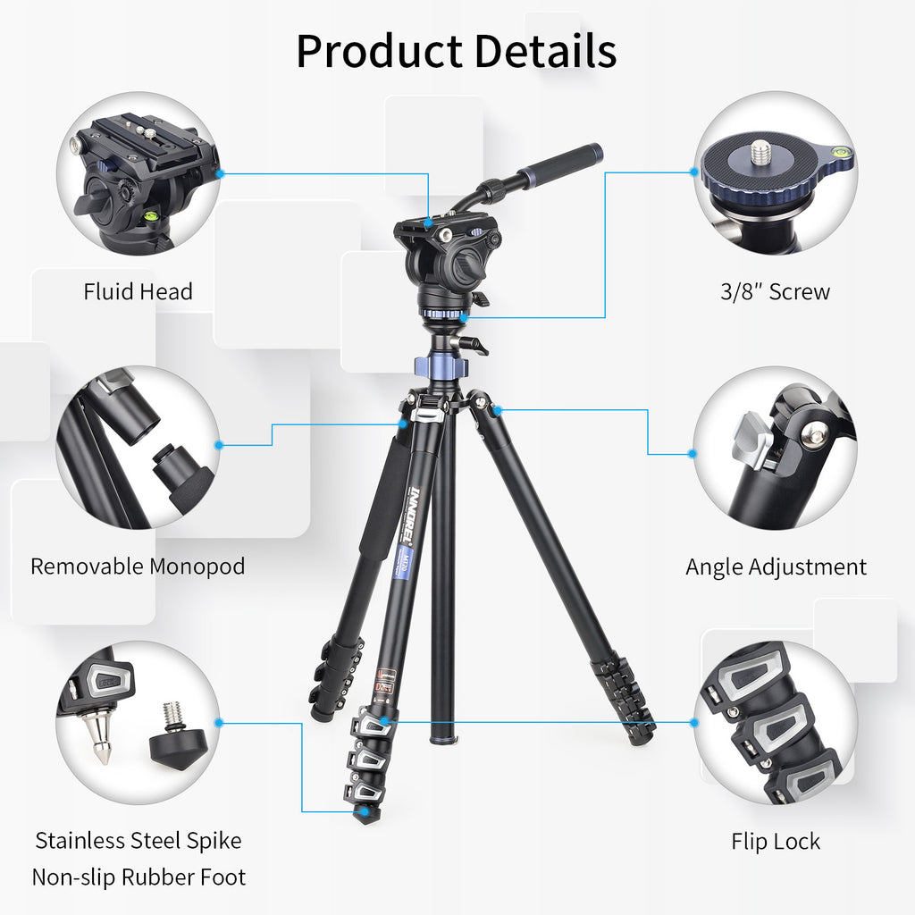 Professional Multifunctional Video Tripod monopod detail