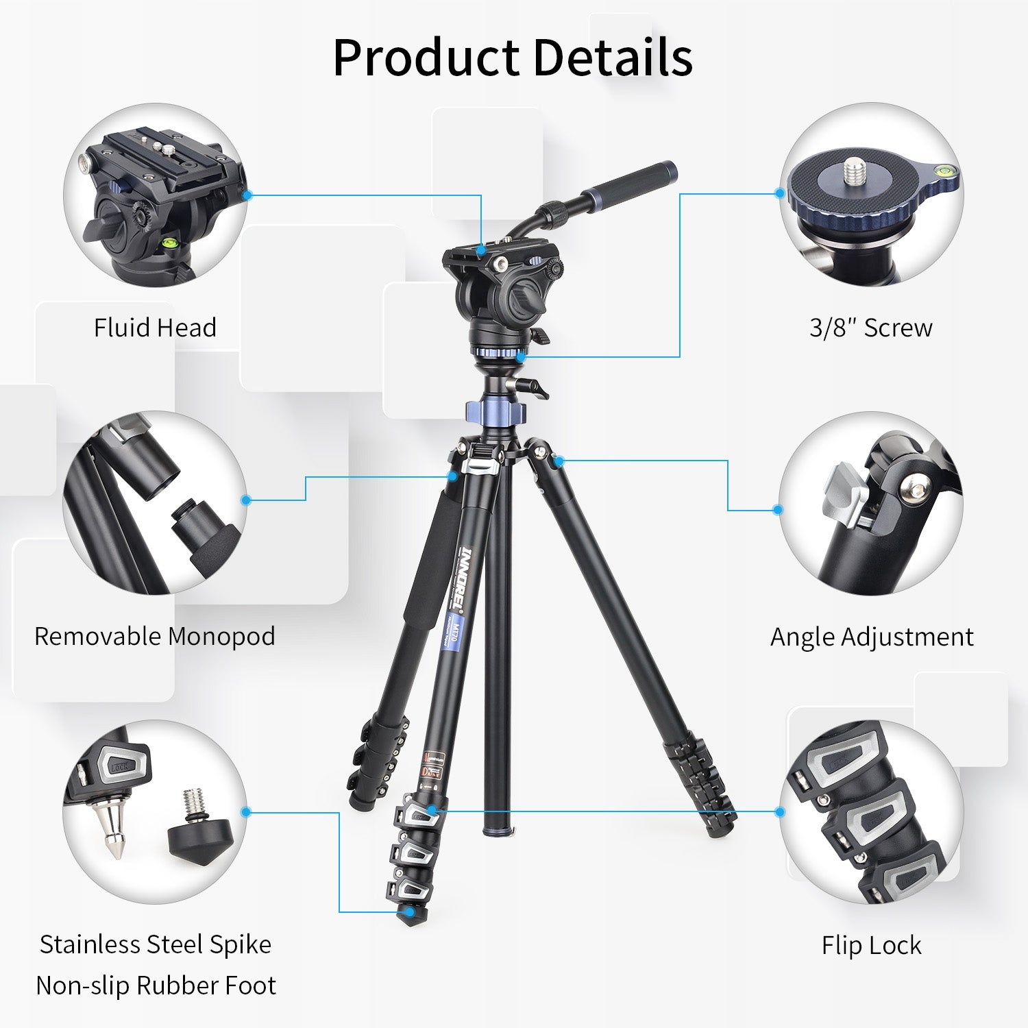Professional Multifunctional Video Tripod monopod detail