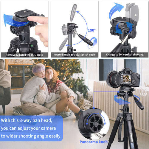 RT20H with 3-way pan head can adjust camera to wider shooting angle easily