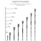 RT50 monopod max working hight 158cm min working hight 40cm