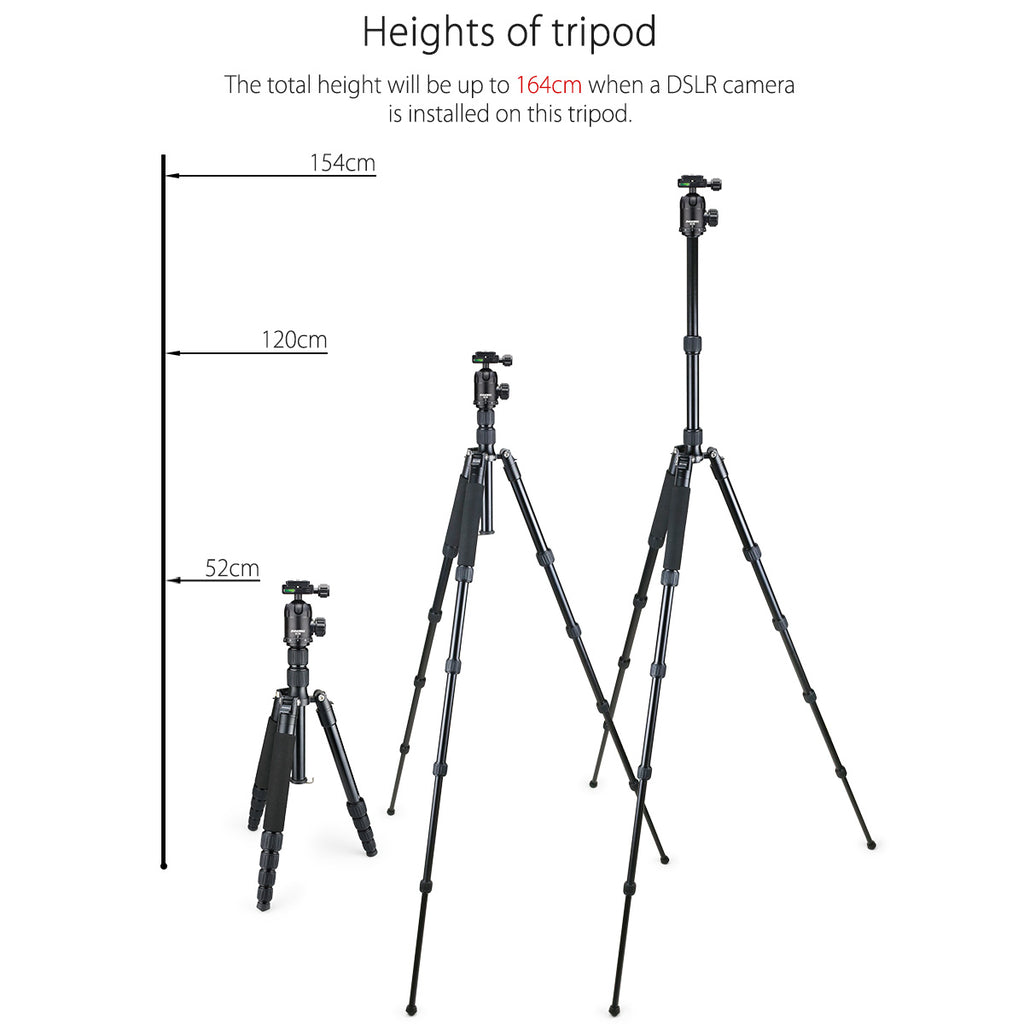 RT50 tripod max working hight 154cm min working hight 52cm