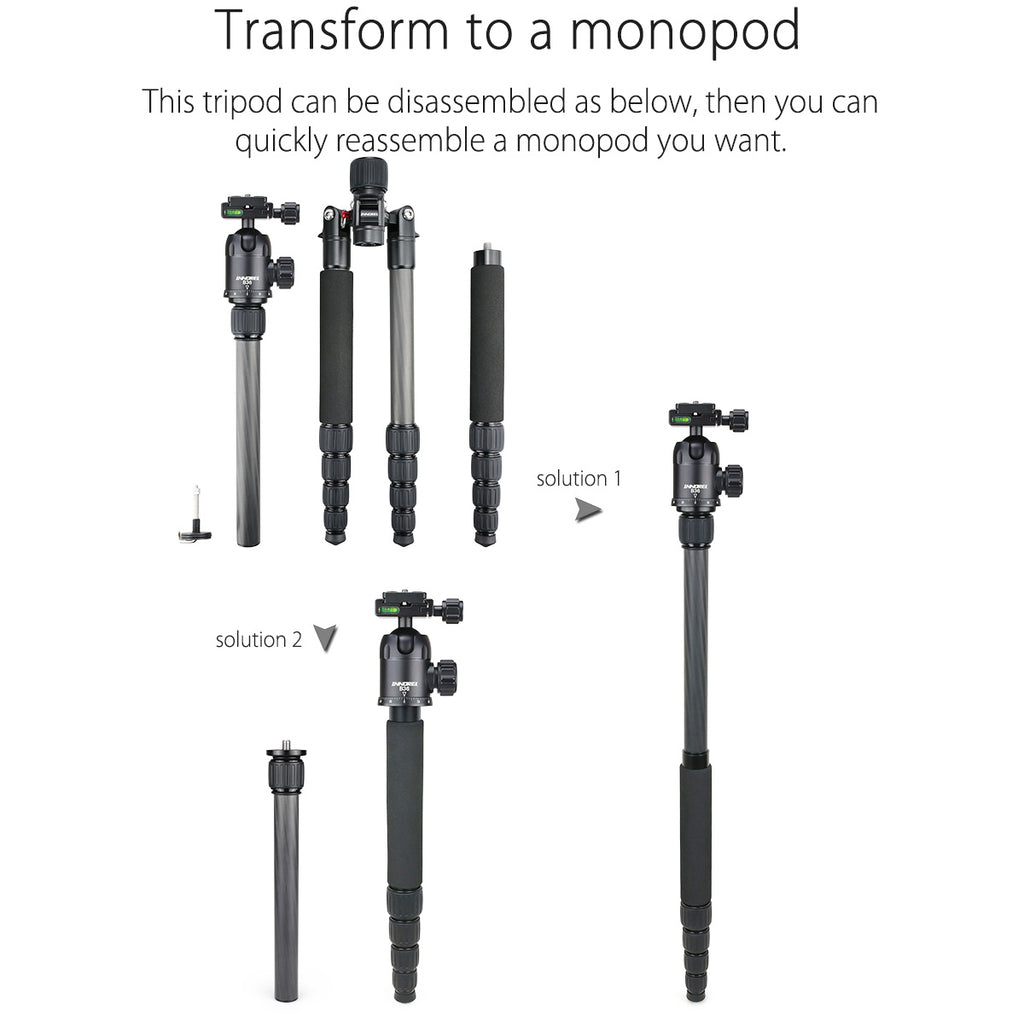 RT50C tripod can be converted into a monopod