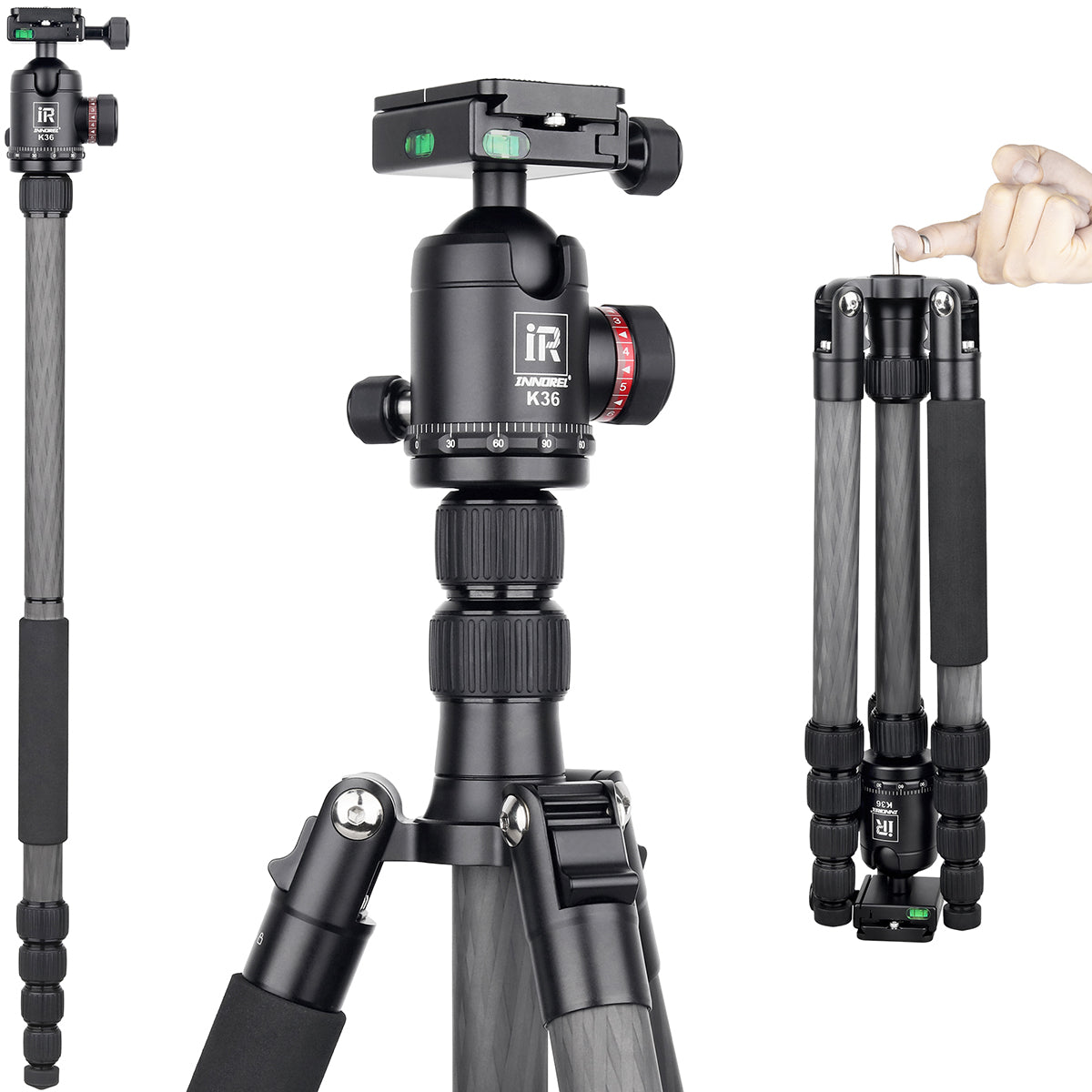 INNOREL RT55C professional carbon fiber tripod with K36 panoramic ball head