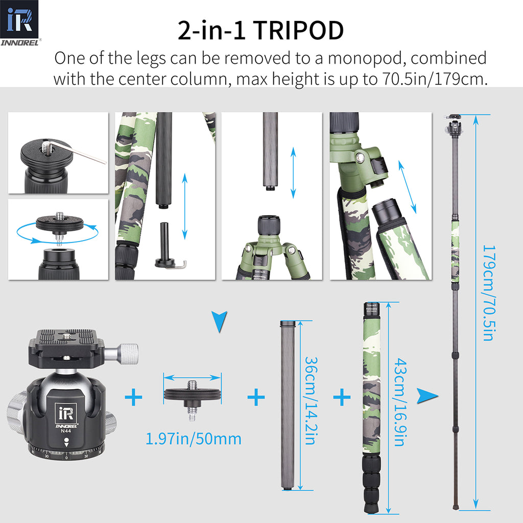 RT75CG can be transformed to monopod for different needs