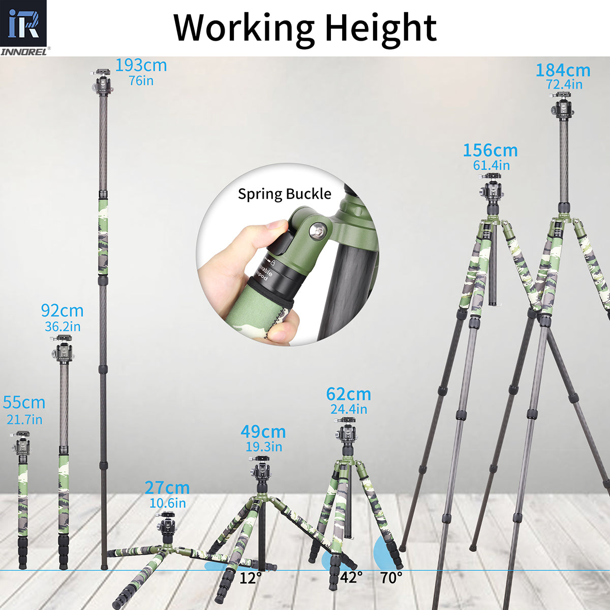 Carbon Fiber Tripod Monopod-INNOREL RT85CG(Green)