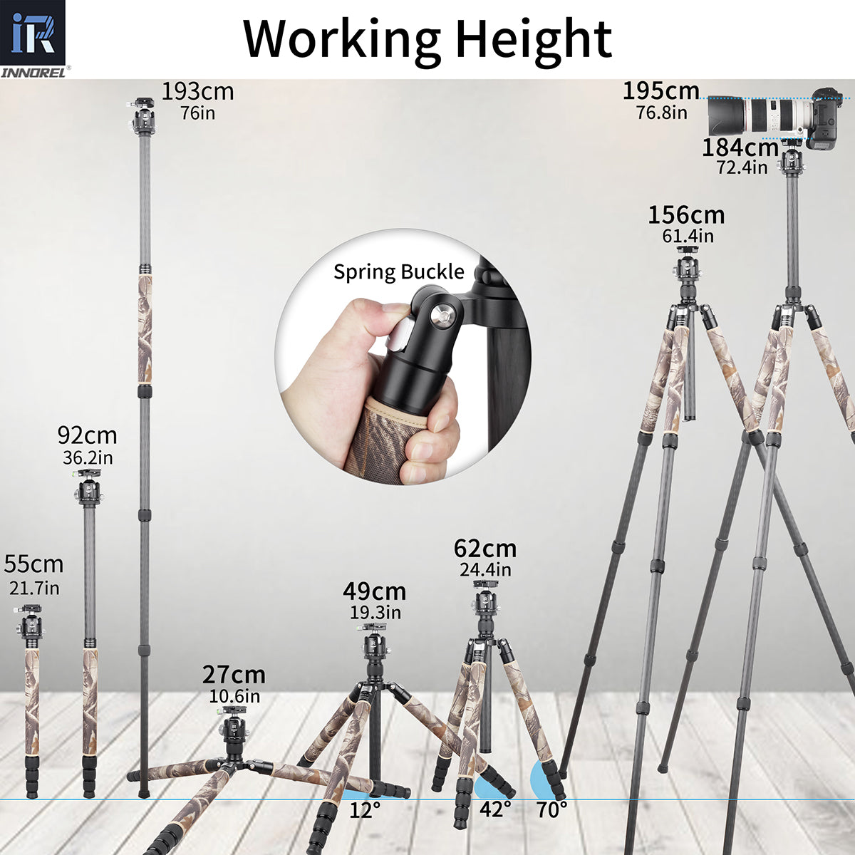 Carbon Fiber Tripod Monopod-INNOREL RT85CM(Brown)