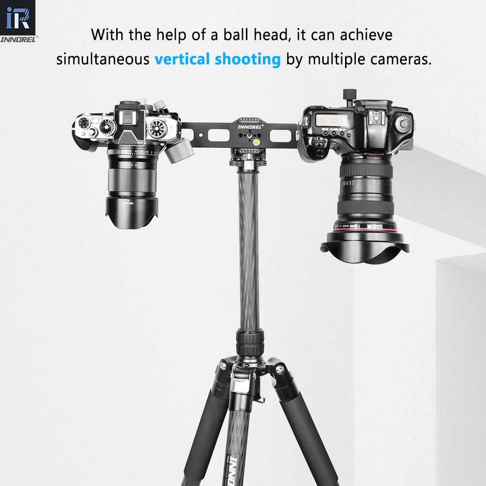 INNOREL RS50 500mm Multi-Purpose Dual Dovetail Long Quick Release Extender Rail Sliding Plate with 2 Clamp Holders for Camera Tripod Ballhead