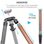 One leg of INNOREL ST424C tripod can be removed and converted in to a monopod or hiking alpenstock
