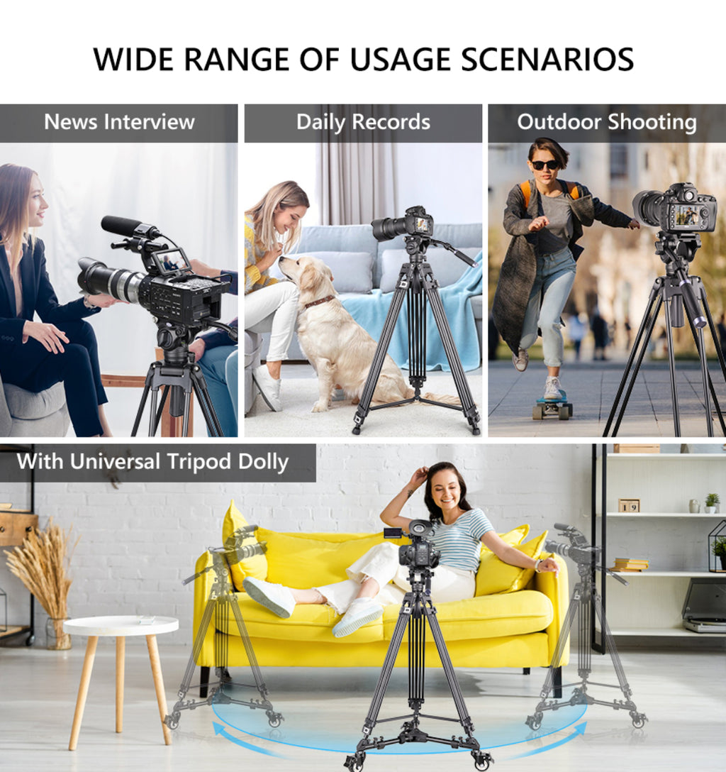 TD1S is suitable for news interview
daily records outdoor shooting
with universal tripod dolly