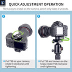 INNOREL TS9 top speed quick release plate user mmanual showing Put TS9 and camera on the head rotate TS9 clockwise until tightening