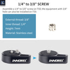 assemble a 1/4" to 3/8" screw on INNOREL TS9 top speed quick release plate and the equipment with 3/8" hole can also be installed on TS9
