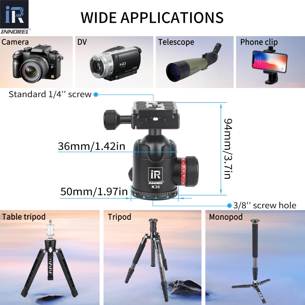 Professional Tripod Ball Head Aluminum Panoramic