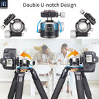 INNOREL U44 and U55 ballhead with double U-notch features for 90° tilt smooth portrait orientation shooting and flexible composition