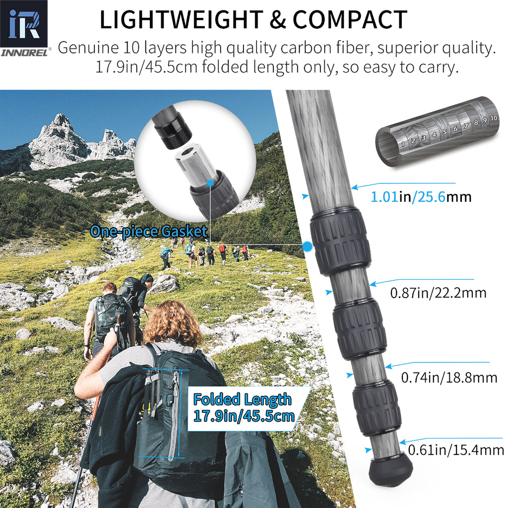 Ued Portable Carbon Fiber Tripod INNOREL RT45C+K36(Only Europe has inventory)
