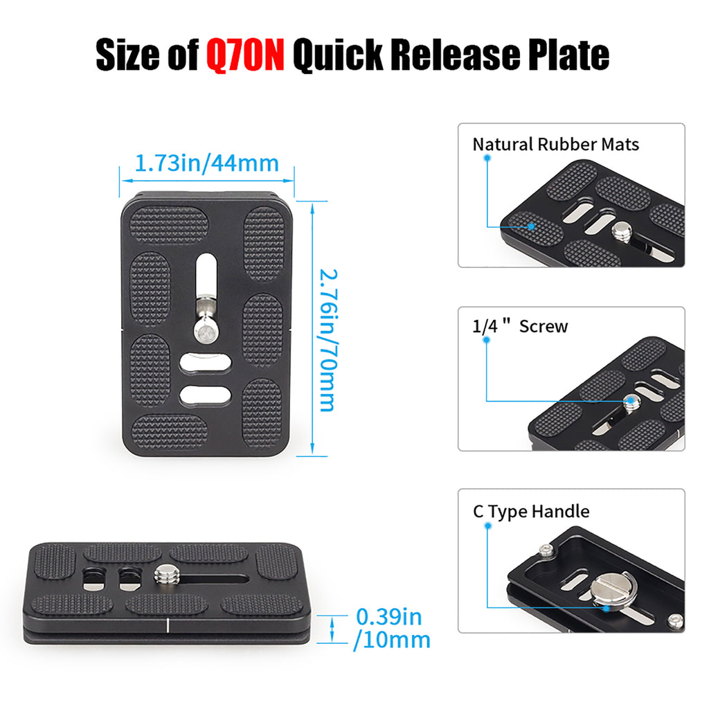 Universal Quick Release Plate Seamlessly integrates with Arca Swiss tripod heads, ensuring versatile use across various devices
