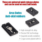 Q50N/Q60N/Q70N Universal Arca Swiss Quick Release Plate Adapter with 1/4" Screw for Panoramic Tripod Ball Head, DSLR Cameras