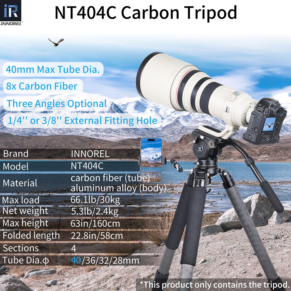 Used Carbon Fiber Heavy Duty Tripod INNOREL NT404C(Only Europe has inventory)