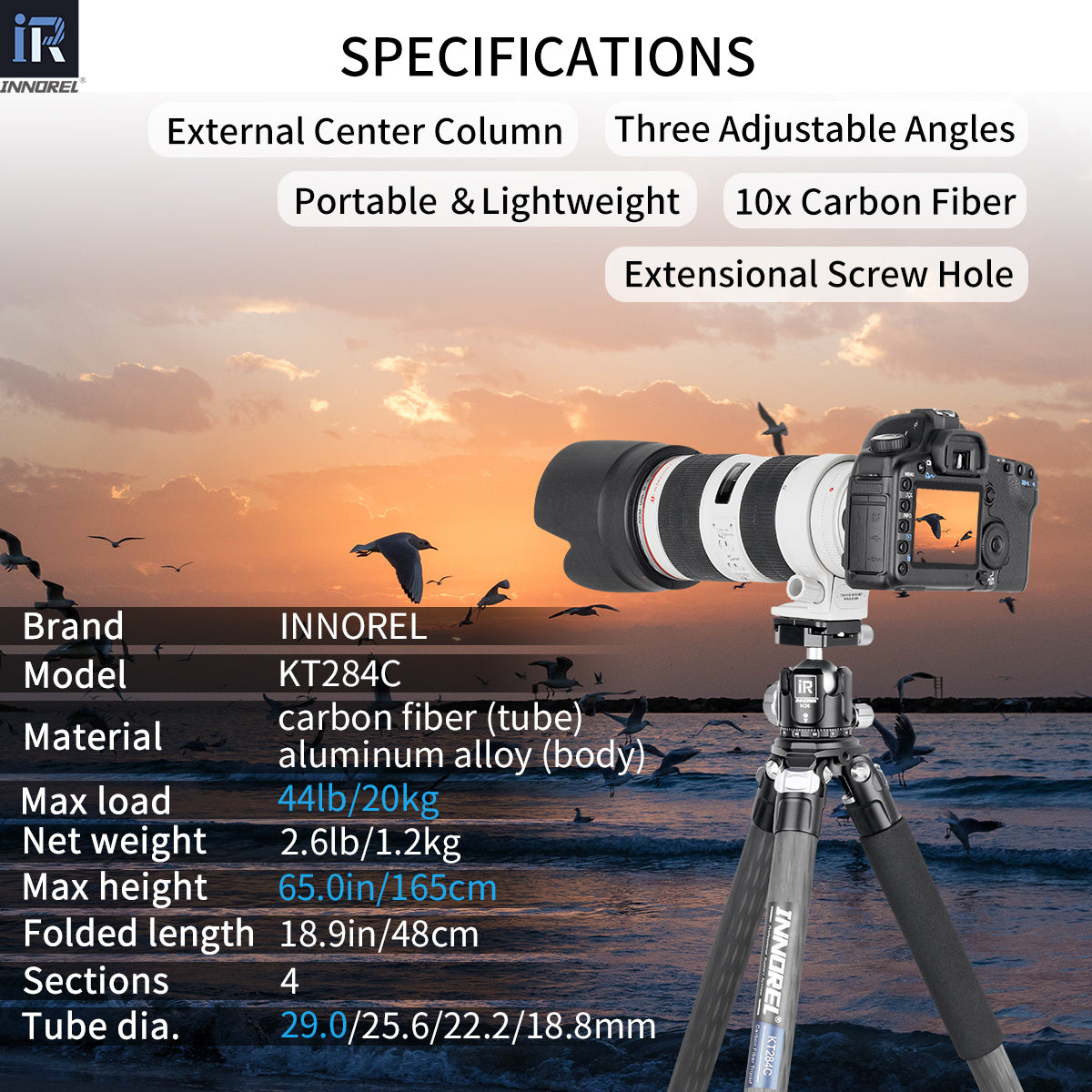 Used Carbon Fiber Travel Tripod INNOREL KT284C(Only Europe has inventory)