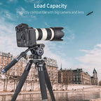 Camera on a tripod with scenic background