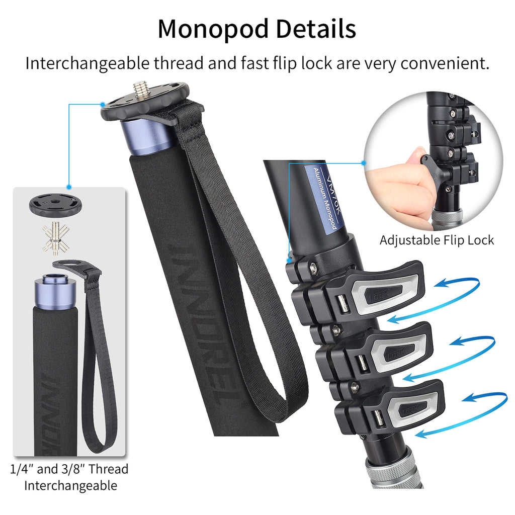 Used Professional Video Travel Monopod Kit-INNOREL VM70K+F60(Only the Europe has inventory)